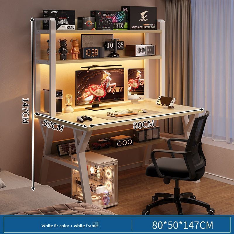 Modern Integrated Computer Desk with Bookshelf