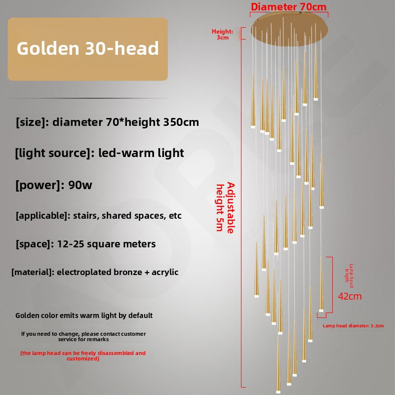 Modern Iron LED Chandelier for Living Room and Staircase