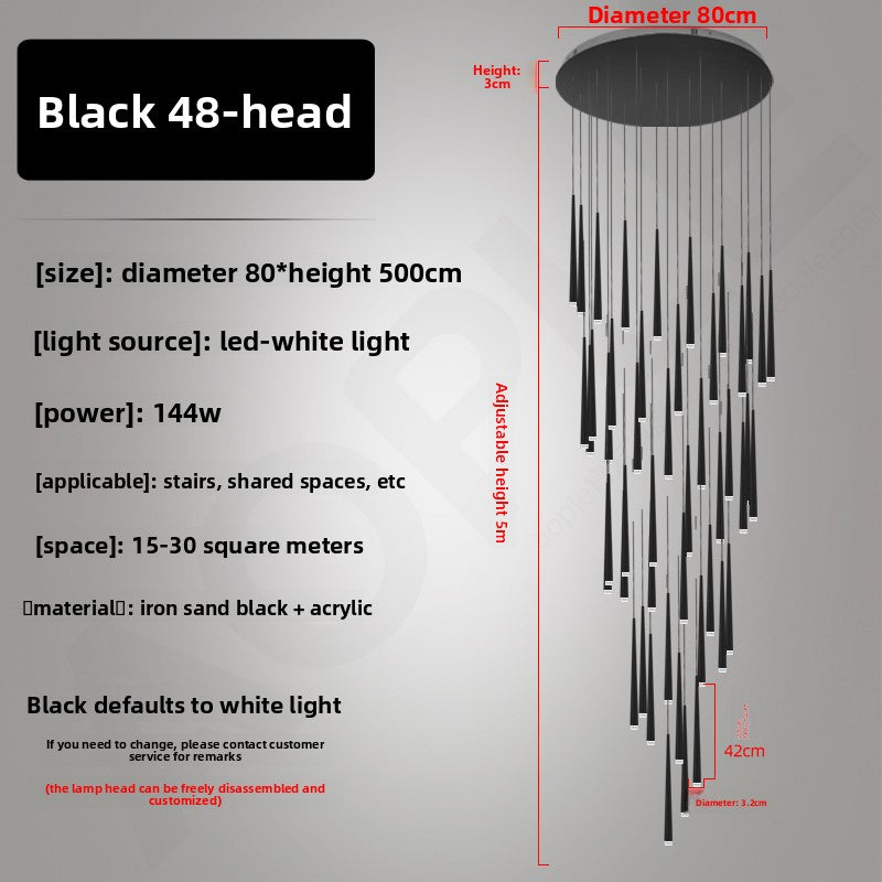 Modern Iron LED Chandelier for Living Room and Staircase