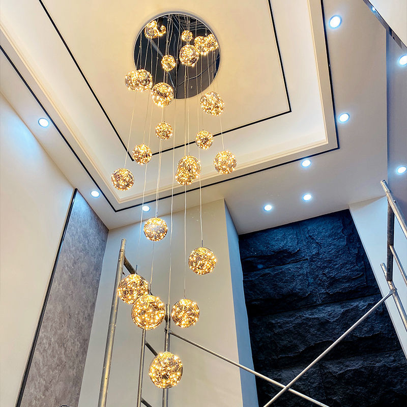 Modern LED Gypsophila Staircase Chandelier