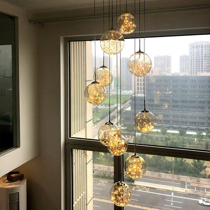 Modern LED Gypsophila Staircase Chandelier