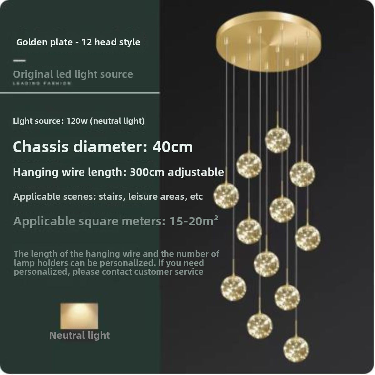 Modern LED Gypsophila Staircase Chandelier