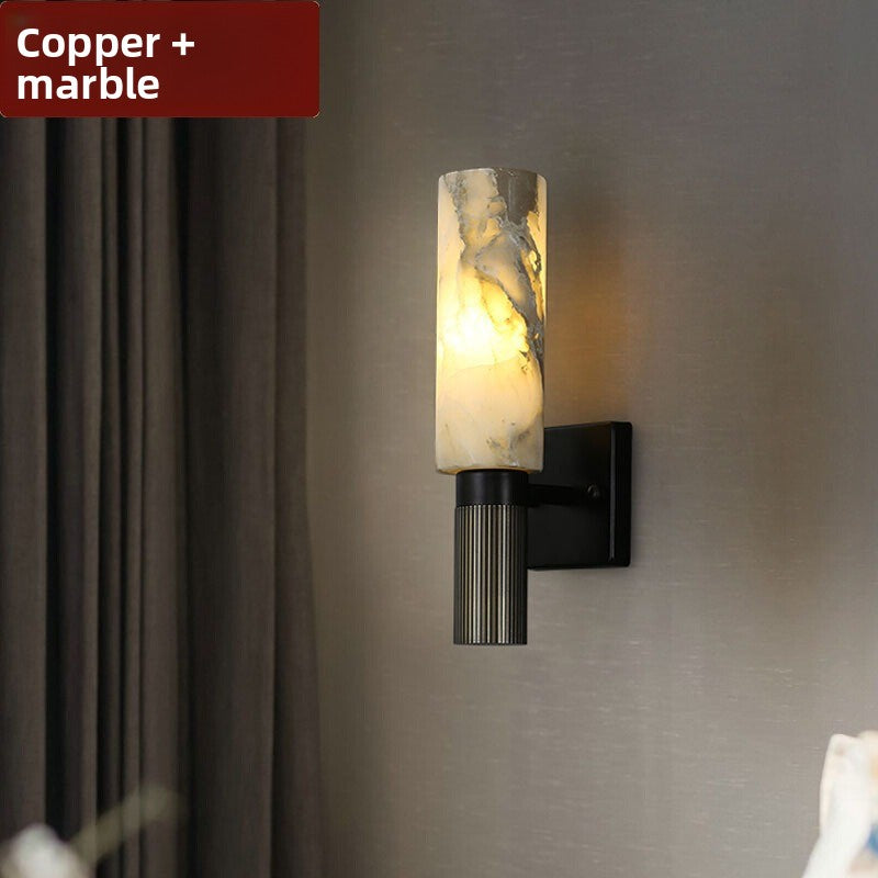 Modern Marble and Copper Wall Lamp with Adjustable Lighting