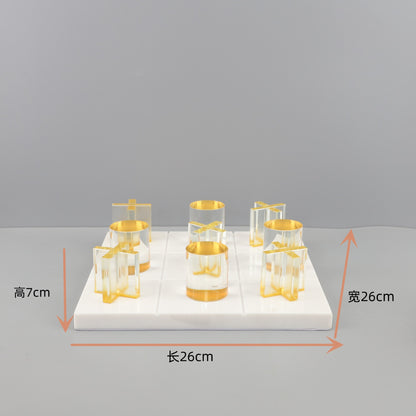 Modern Marble Crystal Chessboard Decor