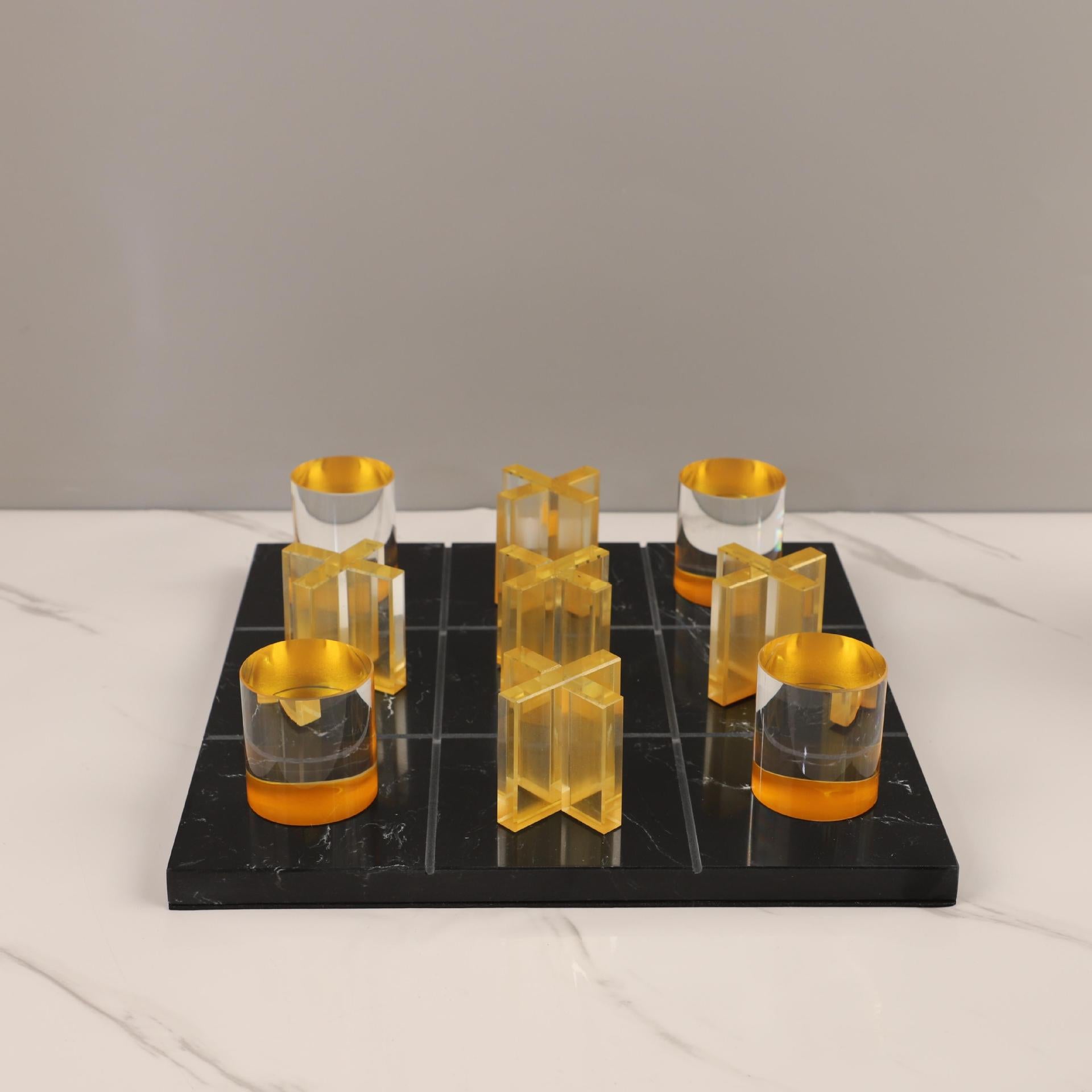 Modern Marble Crystal Chessboard Decor