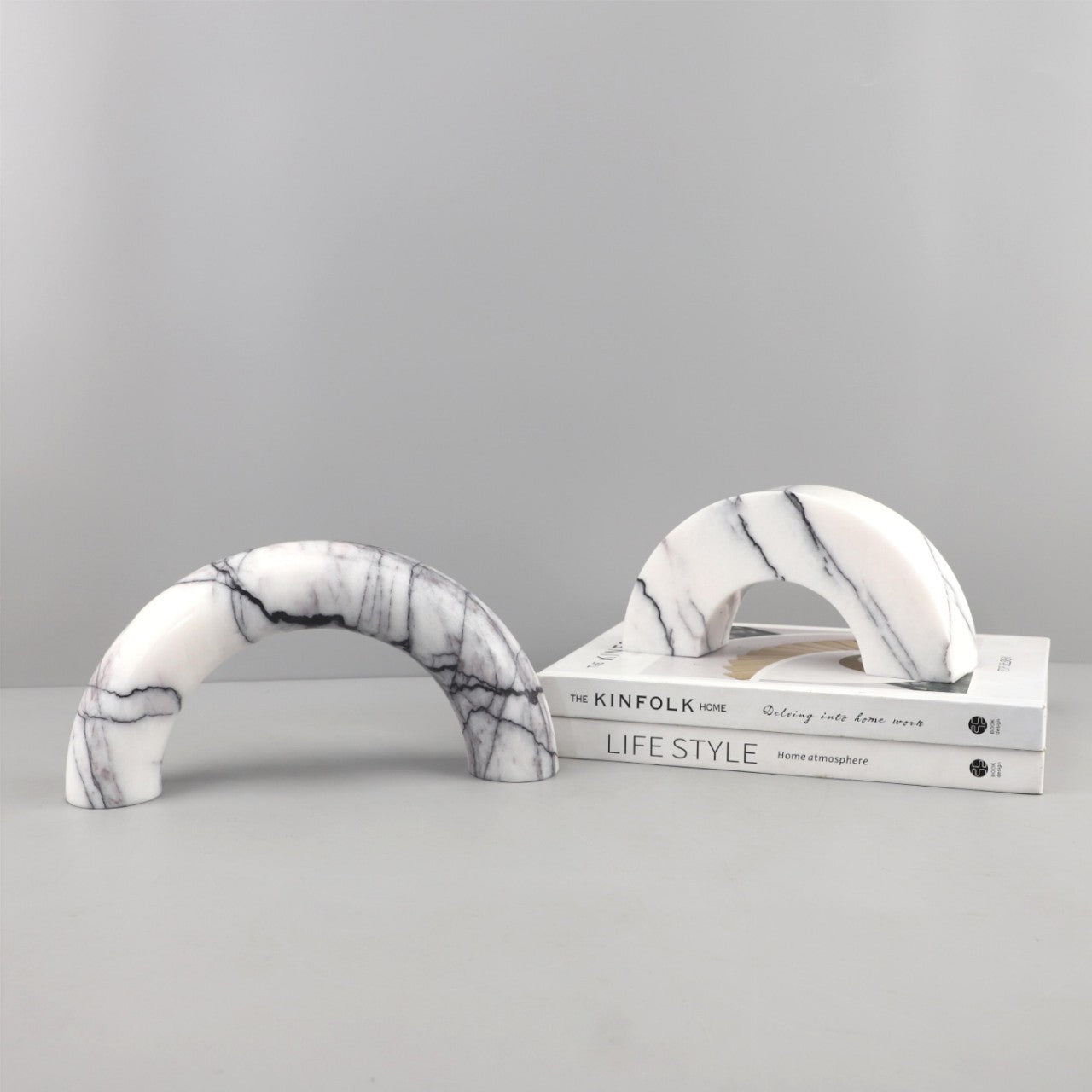 Modern Minimalist Double Curved Marble Arch Decor