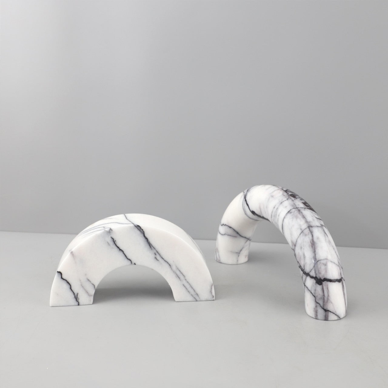 Modern Minimalist Double Curved Marble Arch Decor