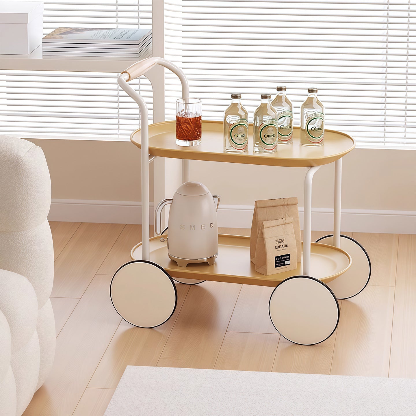Modern Mobile Side Table with Storage