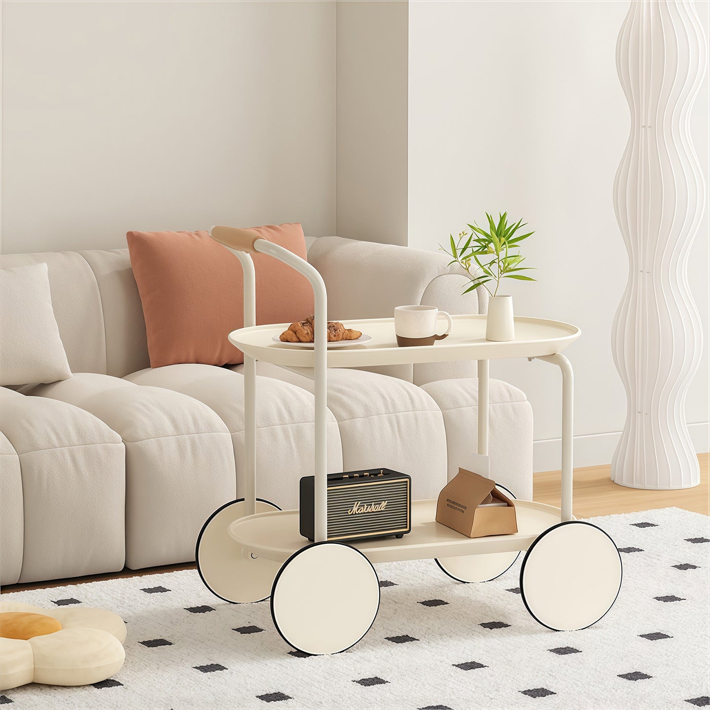 Modern Mobile Side Table with Storage