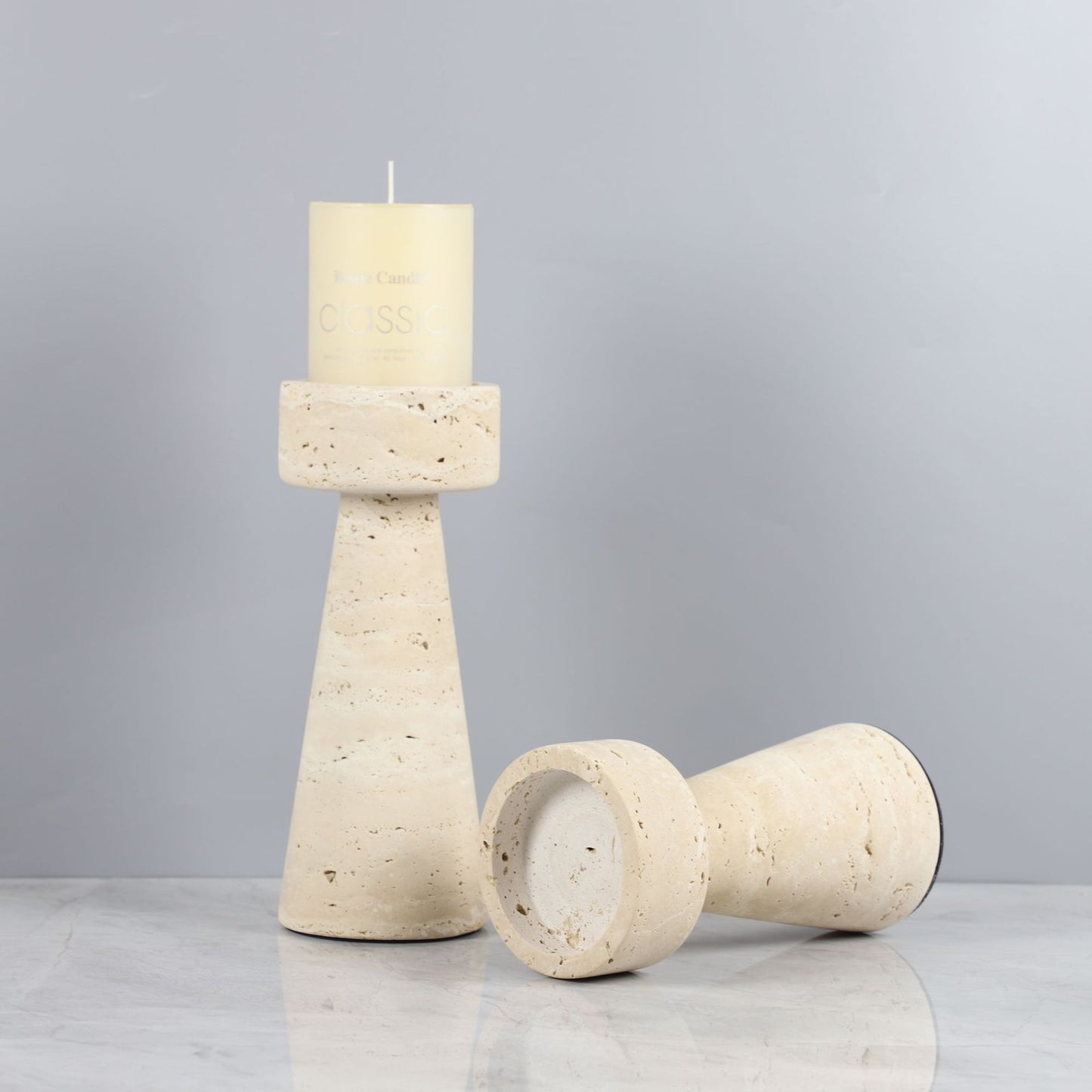 Modern Natural Travertine Candle Holder
