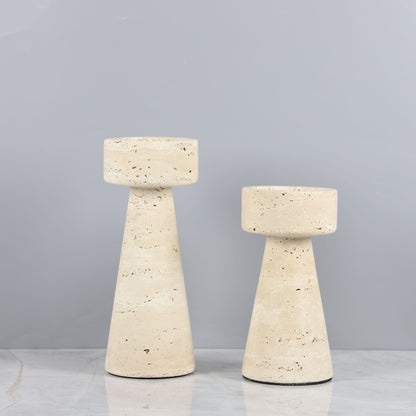Modern Natural Travertine Candle Holder