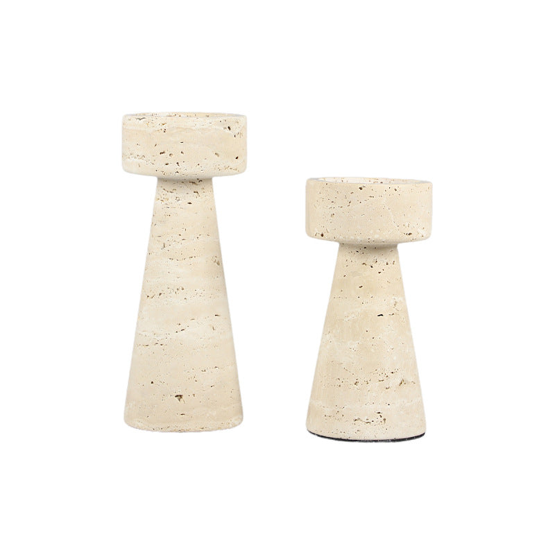 Modern Natural Travertine Candle Holder