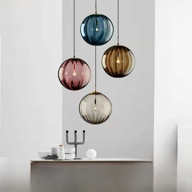 Modern Nordic Watergrain Glass LED Pendant Lamp