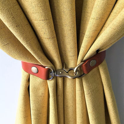 Modern PU Leather Curtain Tie Backs Buckle Straps for Living Room Hall Door