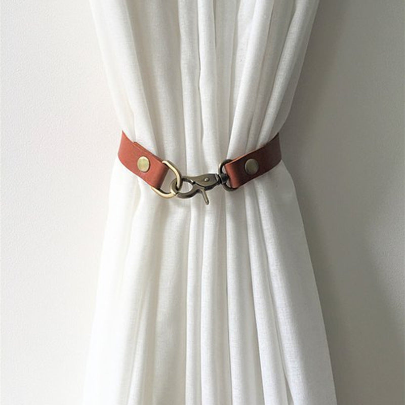 Modern PU Leather Curtain Tie Backs Buckle Straps for Living Room Hall Door
