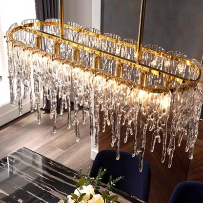 Modern Rectangular Copper Chandelier LED Dining Room Light