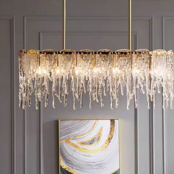 Modern Rectangular Copper Chandelier LED Dining Room Light