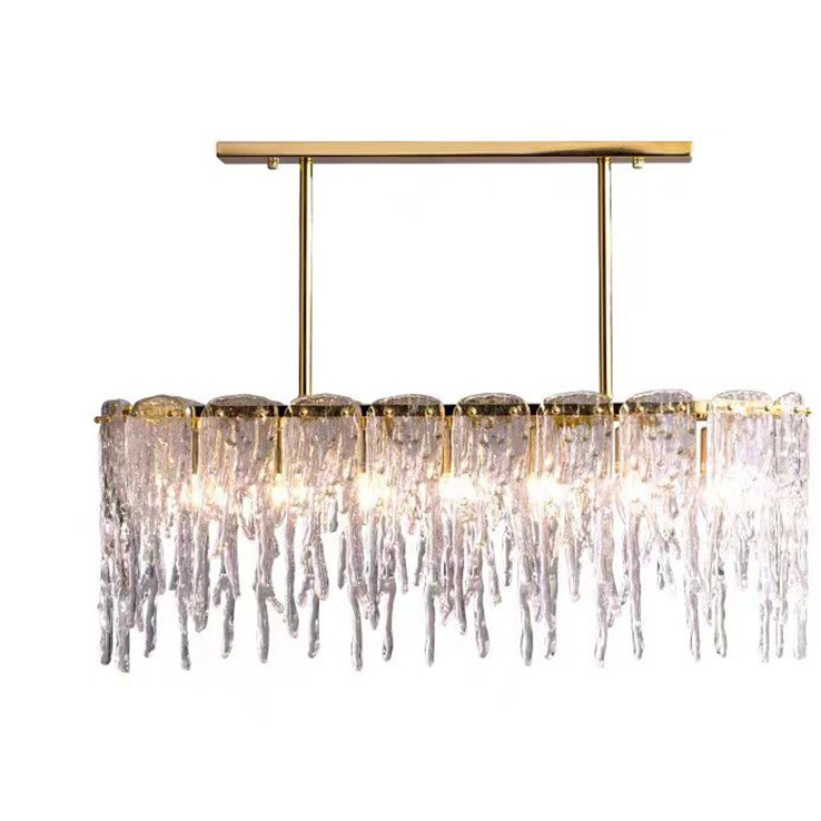 Modern Rectangular Copper Chandelier LED Dining Room Light
