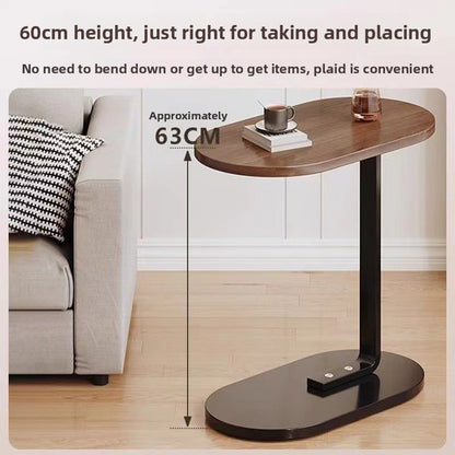 Modern Round Side Table with Wooden Top