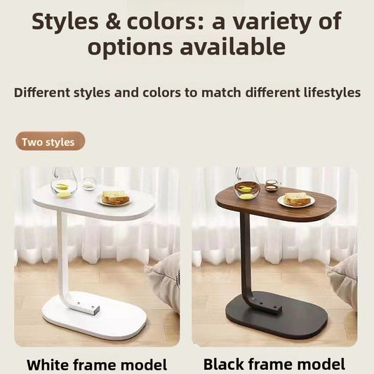 Modern Round Side Table with Wooden Top