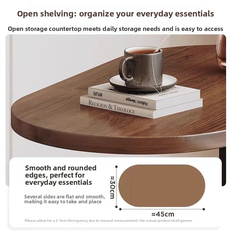 Modern Round Side Table with Wooden Top
