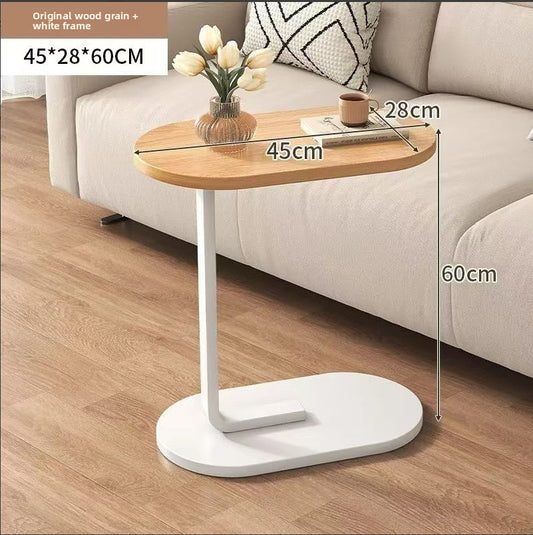 Modern Round Side Table with Wooden Top