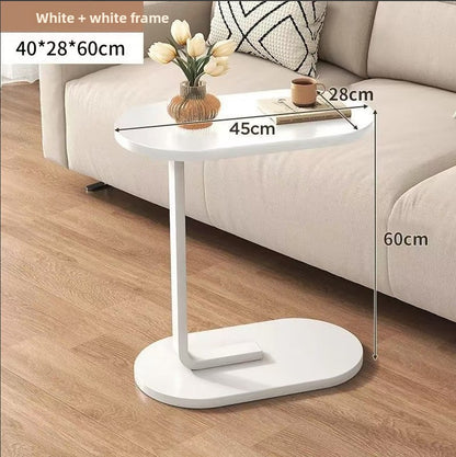 Modern Round Side Table with Wooden Top