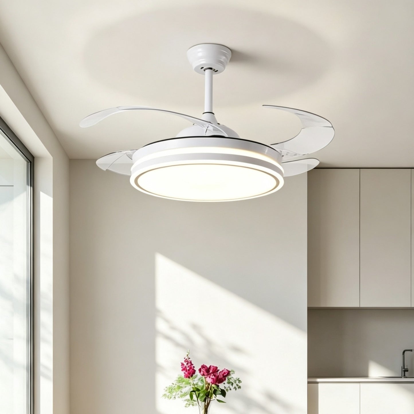 Modern Silent Smart Ceiling Fan Light with Full Spectrum Lighting