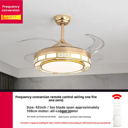 Modern silent smart ceiling fan light with full spectrum lighting