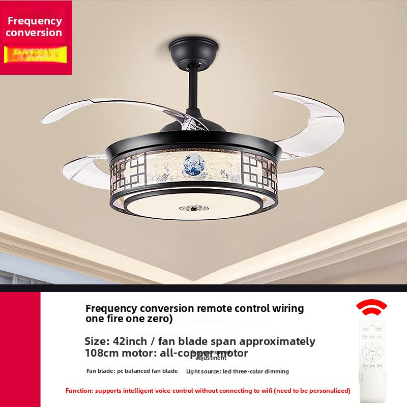 Modern silent smart ceiling fan light with full spectrum lighting