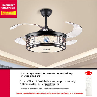 Modern silent smart ceiling fan light with full spectrum lighting