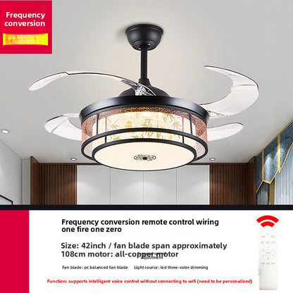 Modern silent smart ceiling fan light with full spectrum lighting