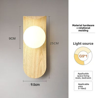 Modern Simple Walnut Wood Grain LED Wall Lamp