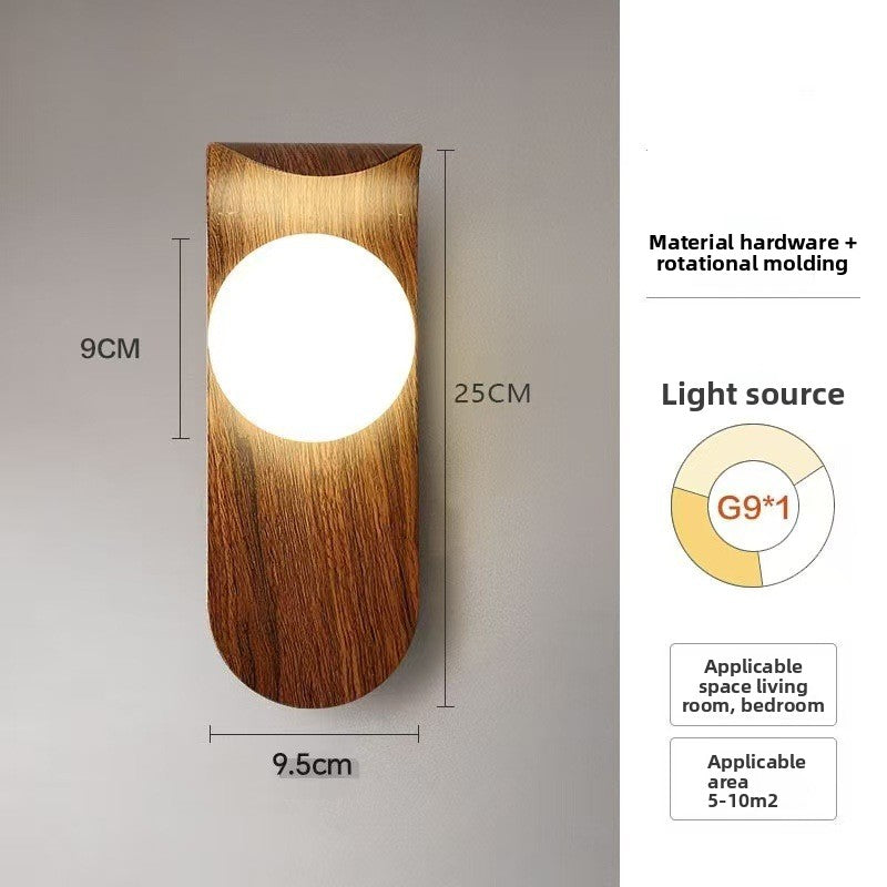 Modern Simple Walnut Wood Grain LED Wall Lamp