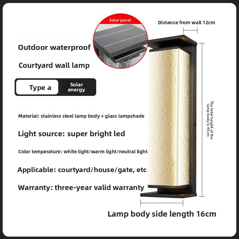 Modern Solar Powered Outdoor Wall Light