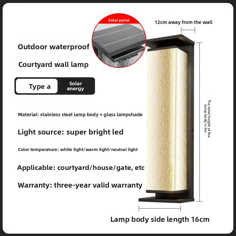 Modern Solar Powered Outdoor Wall Light