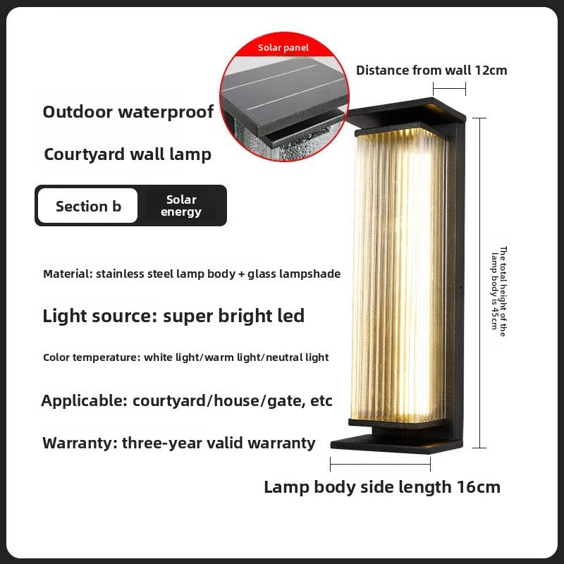 Modern Solar Powered Outdoor Wall Light