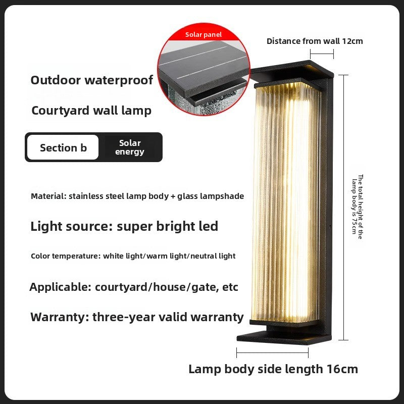 Modern Solar Powered Outdoor Wall Light