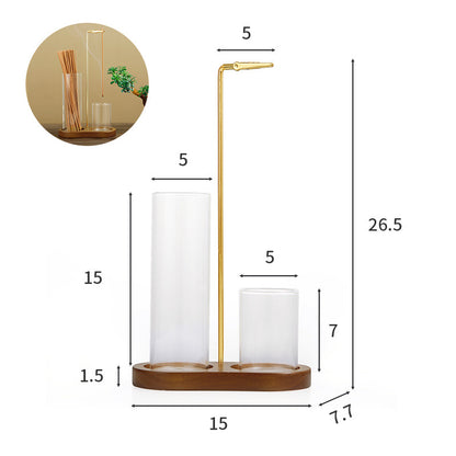 Modern Solid Wood 8-Shaped Incense Burner with Glass Aromatherapy Cup
