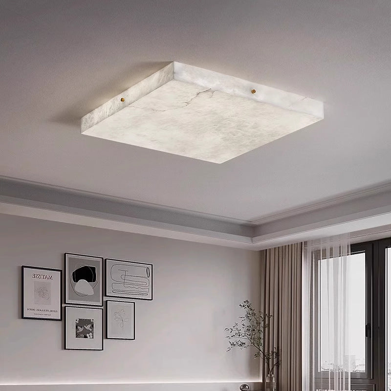 Modern Square Marble Copper Ceiling Lamp