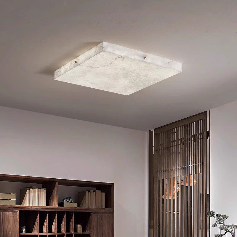 Modern Square Marble Copper Ceiling Lamp