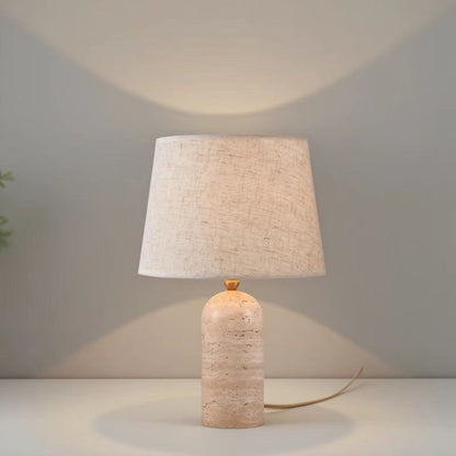 Modern Travertine Table Lamp with Dimming and Remote Control