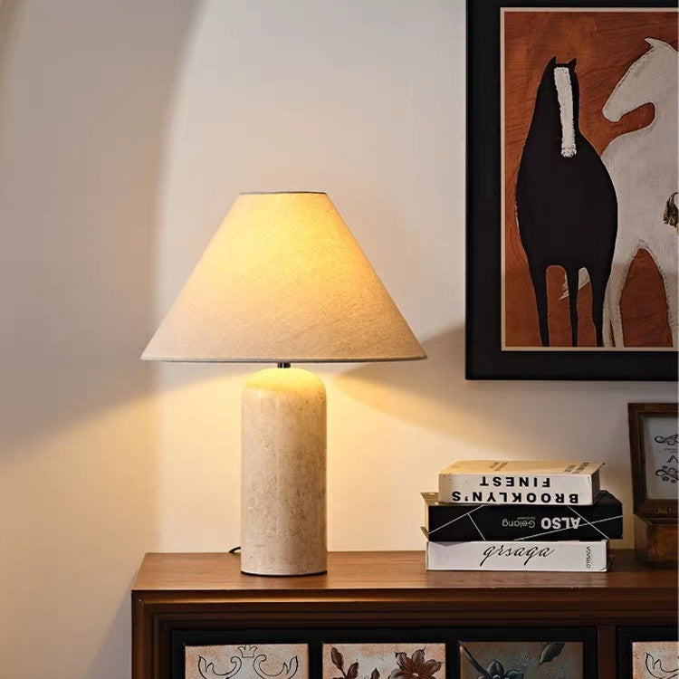 Modern Travertine Table Lamp with Dimming and Remote Control