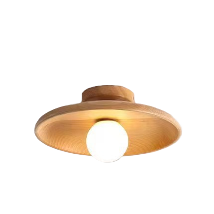 Modern Wood Ceiling Lamp with Glass Shade