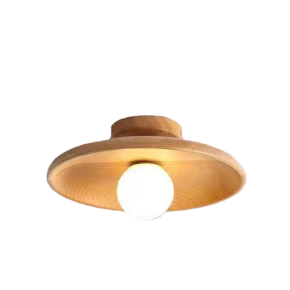 Modern Wood Ceiling Lamp with Glass Shade