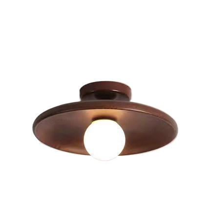 Modern Wood Ceiling Lamp with Glass Shade