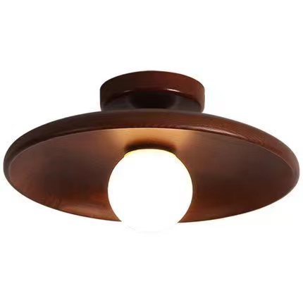 Modern Wood Ceiling Lamp with Glass Shade