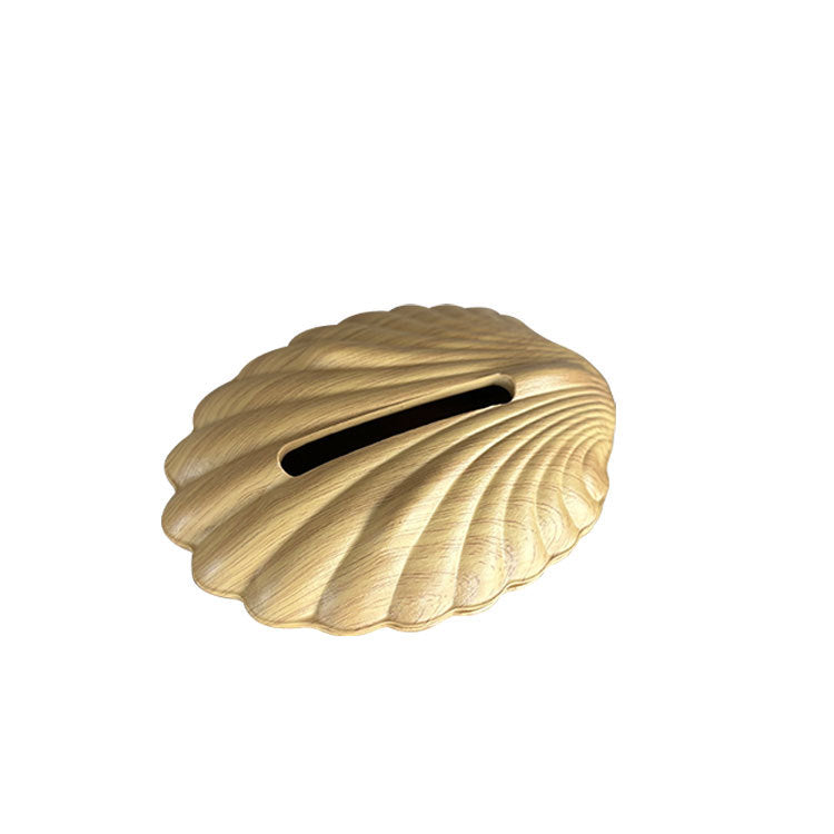 Modern Wood Finish Shell Tissue Storage Box