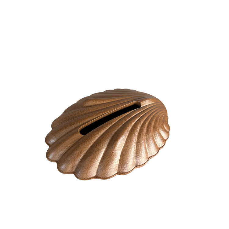 Modern Wood Finish Shell Tissue Storage Box