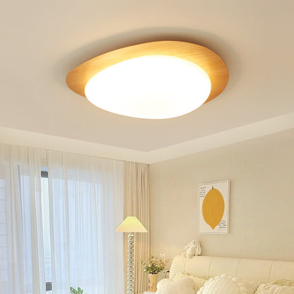 Modern Wood Grain LED Ceiling Light with Smart Dimming